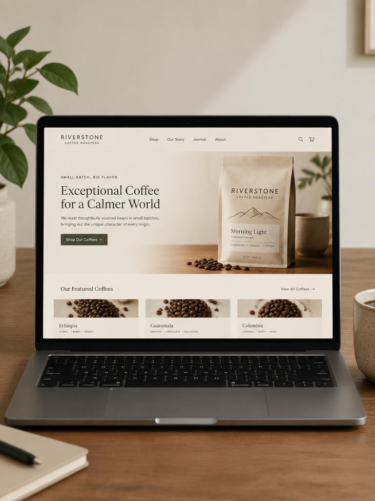Riverstone Coffee website generated by Webora